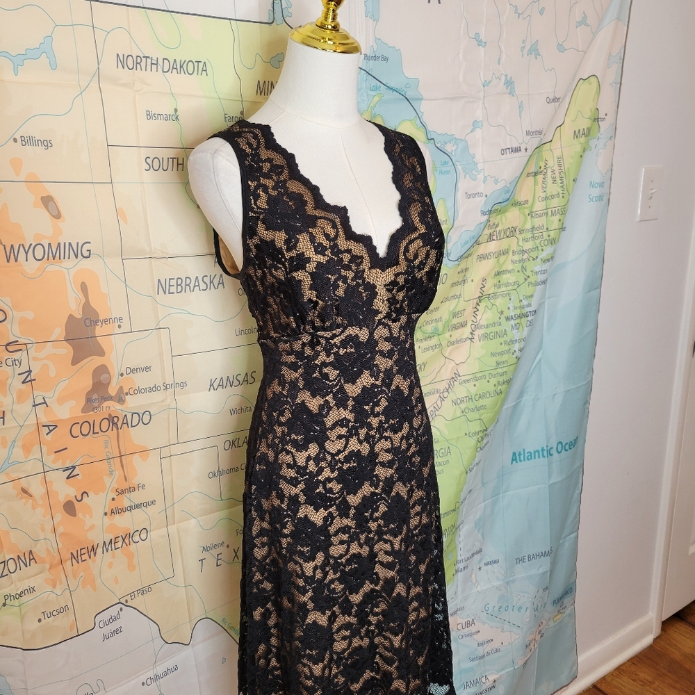 Karen Kane Black Lace Sleeveless V-neck Dress Size M - Picture 5 of 16